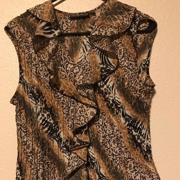 Elementz XL Blouse. Beautiful. Sleeveless. Ruffles - Picture 1 of 5